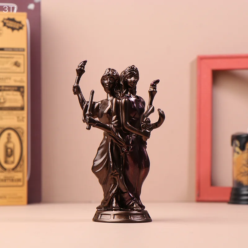 Veronese 디자인 Hecate 그리스 삼중 여신 마법 동상 콜드 캐스트 수지 골동품 청동 마감 달 여신 조각