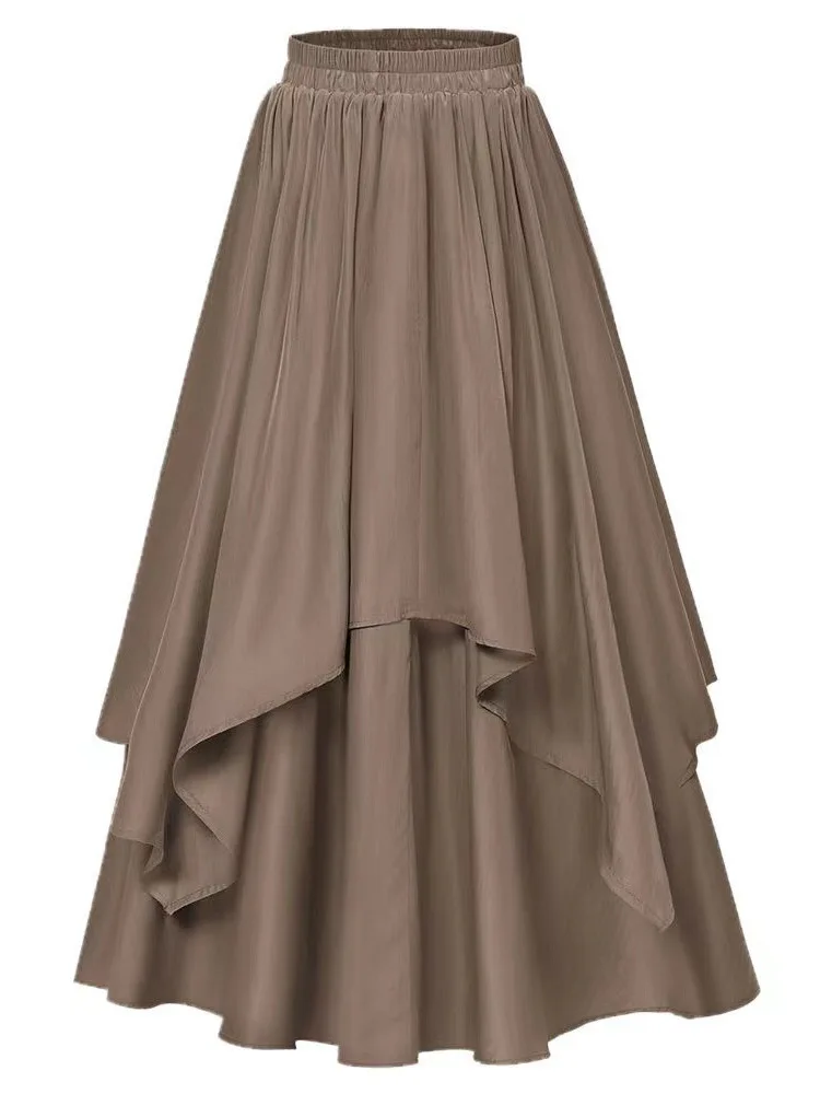 Casual asymmetrische rok met elastische taille Comfortabele loszittende damesrok Geen zomercollectie Onregelmatige rok