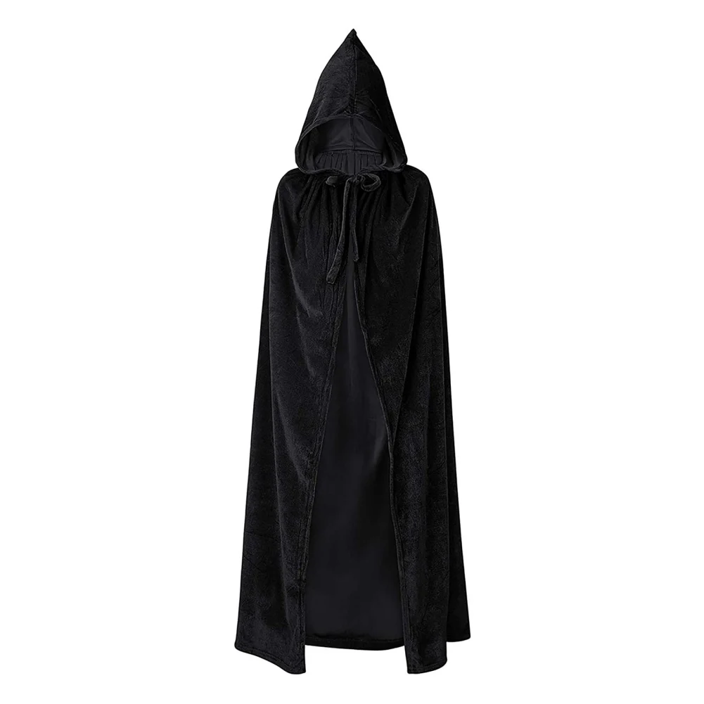 Unisex Black Hooded Cloak Witch Cosplay Accessories Costumes Masquerade Family Celebration Decor Halloween Party Cosplay Costume