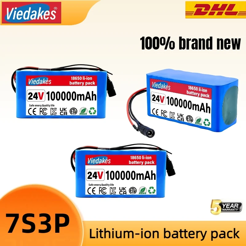 

24V Lithium Battery Pack 10-35Ah 750W With BMS&Charger, for E-Scooter Tools folding car,18650 7S3P-10P Rechargeable Power Bank