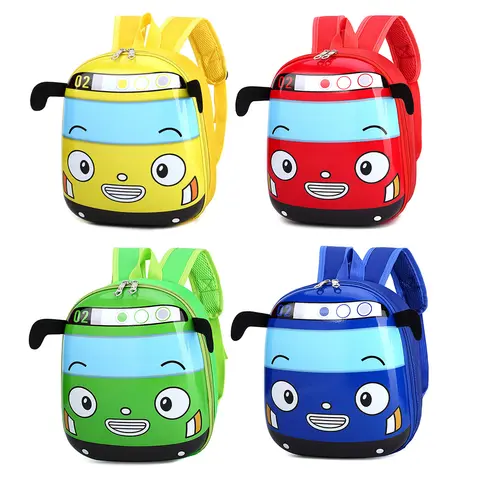 3D Cartoon Bus Kindergarten Kids School Bag Criança Meninas Meninos Mochila Mochila