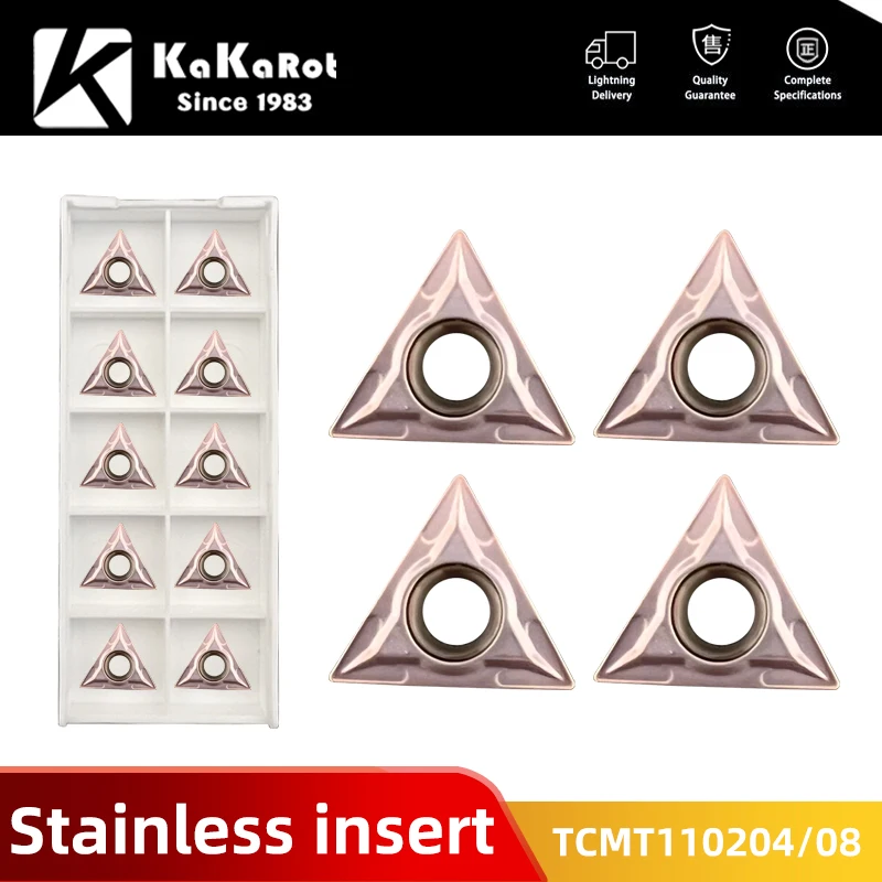 Kakarot Carbide Insert TCMT110204 VP15TF TCMT 16T304 TCMT16T308 Turning Tools For Stainless Steel CNC Lathe Cutter Blade Plate