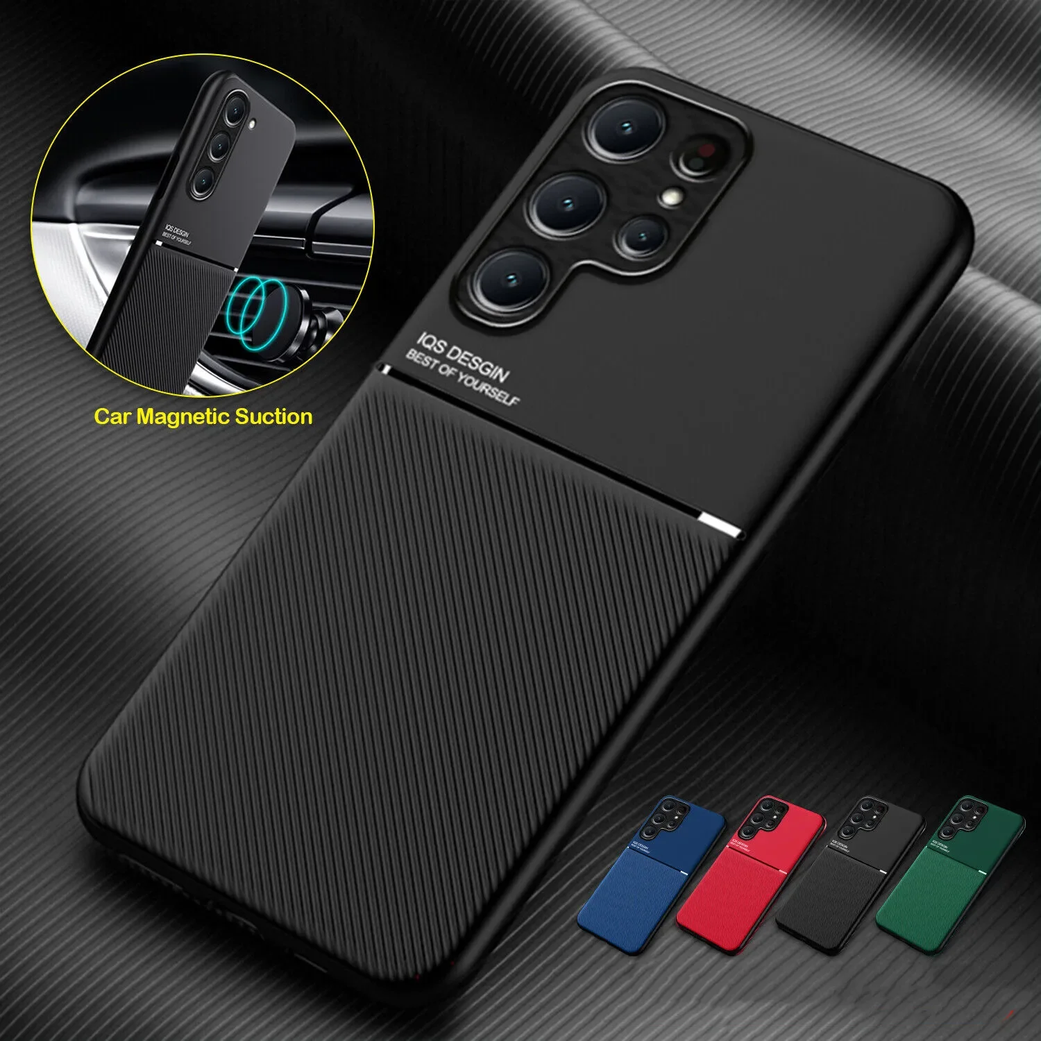 Étui antidérapant de luxe pour Samsung Galaxy S25 Edge S24 Ultra S23 FE S22 Plus S21 5G, Support de voiture intégré, Coque magnétique Funda