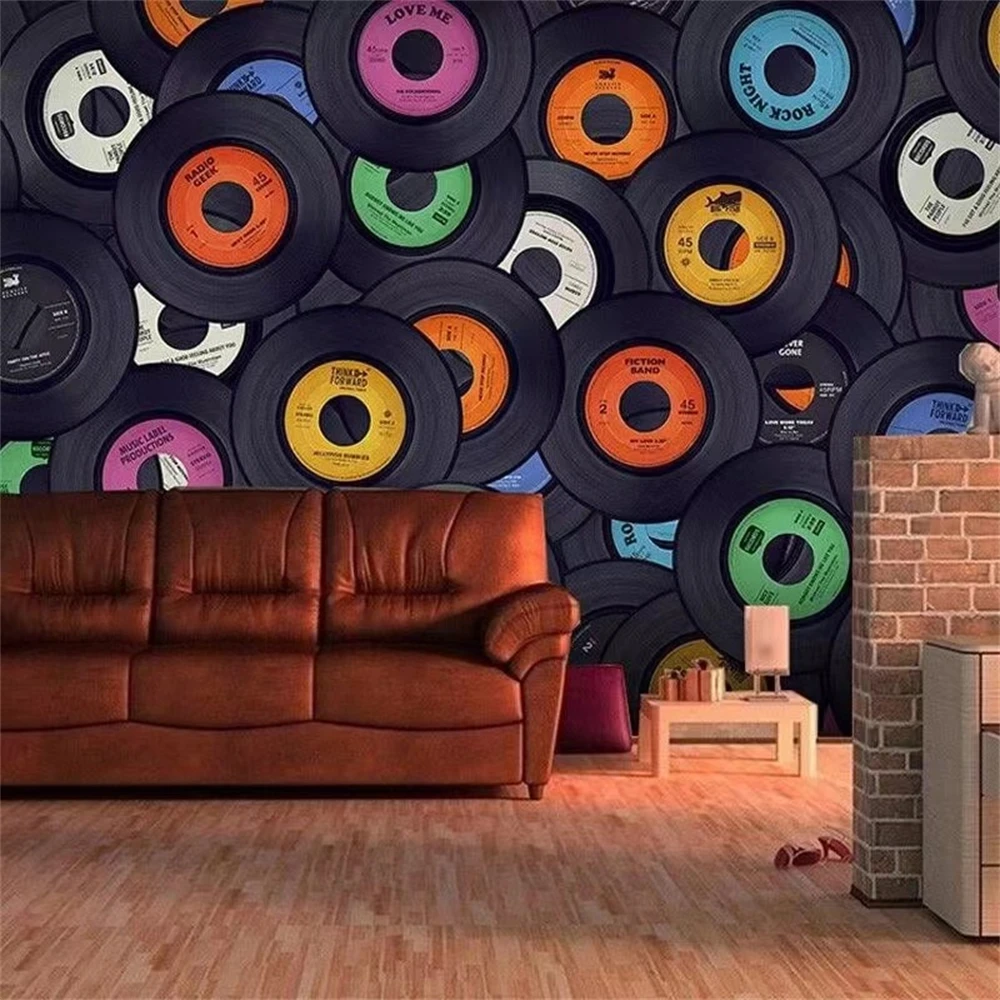 

Custom wallpaper Colored Circle background mural Home decoration Living room bedroom vintage record decorative painting