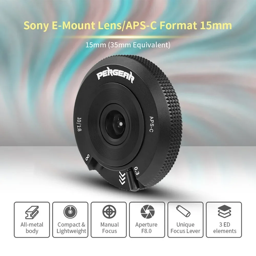 PERGEAR 10mm F8 Ultra Wide Angle Fisheye APS-C Manual Prime Lens For Sony E Nikon Z Fuji X Mount Mirrorless Camera