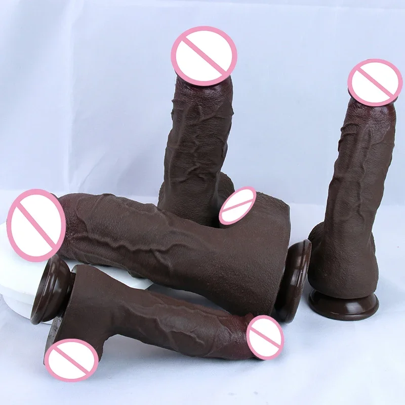 Coffee Realistic Big Silicone Dildo Women Erotic Anal Sex Toys Gay Soft Clitoris Vaginal Anal Penis Suction Dick Masturbators - view 5