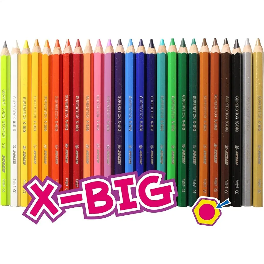 

XBig Jumbo Colored Pencils Perfect for Special Needs Art Therapy and Early Learners; 24 Multicolor Pencils With 6 Neon Highligh