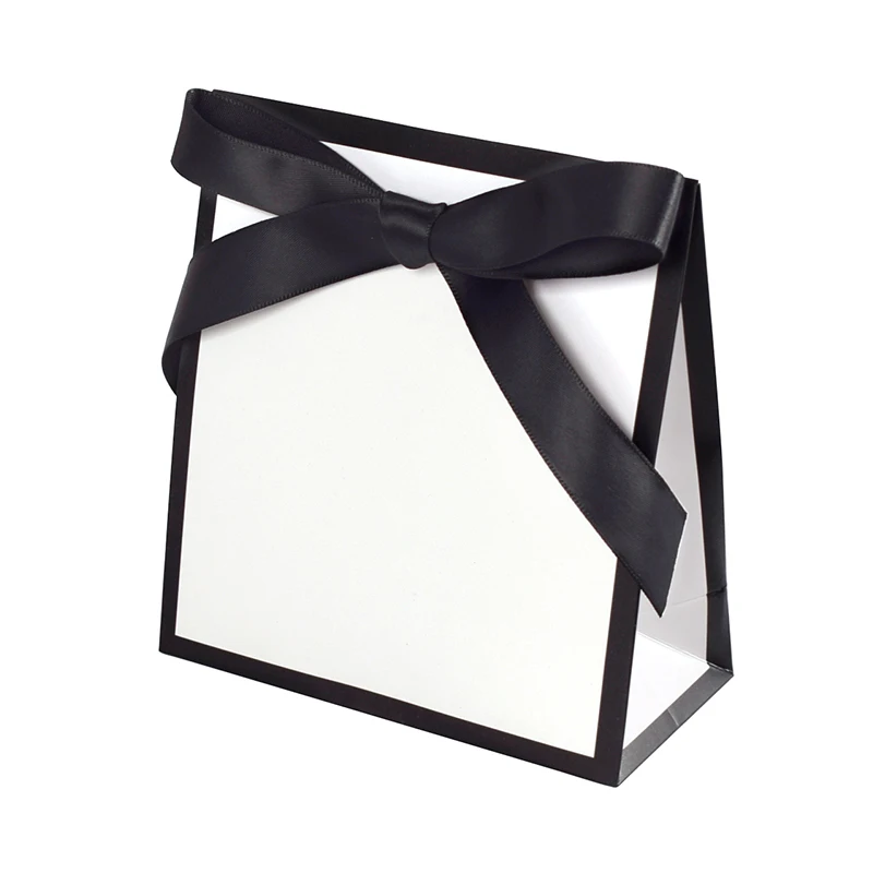 Semplice borsa a mano con fiocco in bianco e nero cravatta sciarpa mini sacchetto di carta regalo a mano