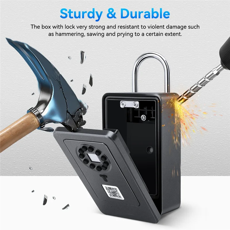 

AT44-Bluetooth Fingerprint Password Key Lock Box Waterproof Wall Mounted Door Hanging Safe Deposit Box For OKLOK Management