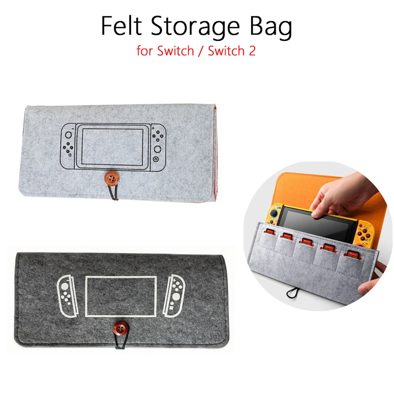 Für Switch / Switch 2 Tragbare Aufbewahrungstasche Kratzfeste Leichte Filztasche für Switch / Switch 2 Aufbewahrungszubehör
