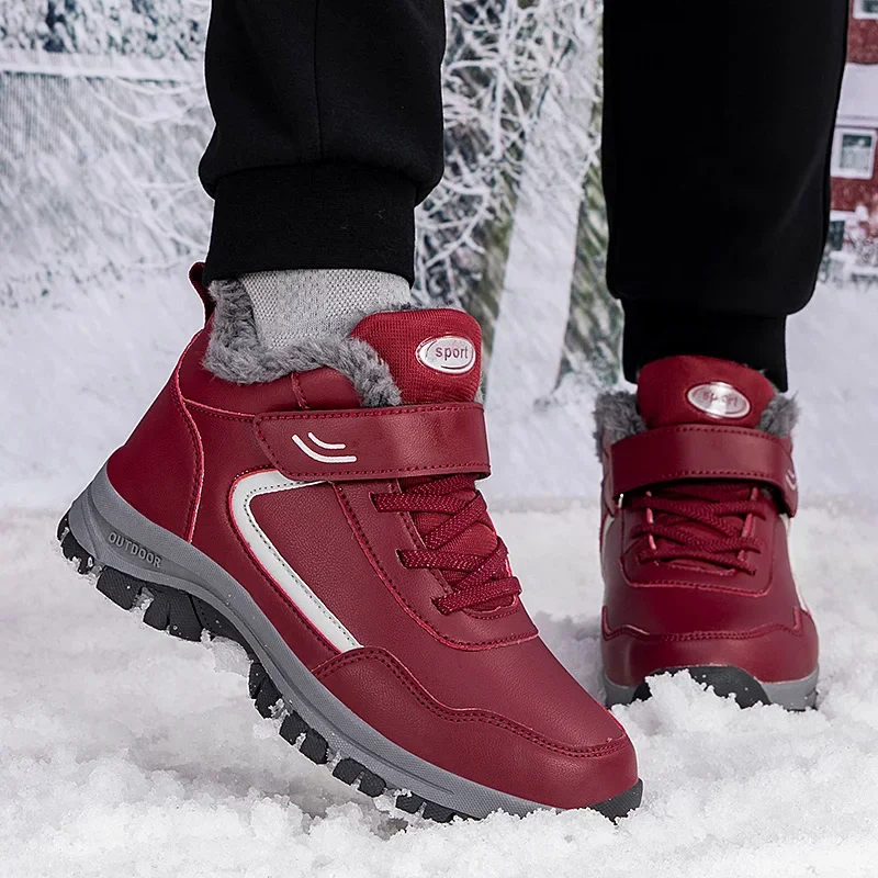 الرجال أحذية رجل الدفء مع الفراء في الهواء الطلق المشي الثلوج أحذية رياضية السفر قصيرة أفخم منصة حذاء للسير مسافات طويلة للجنسين النساء الأحذية #6