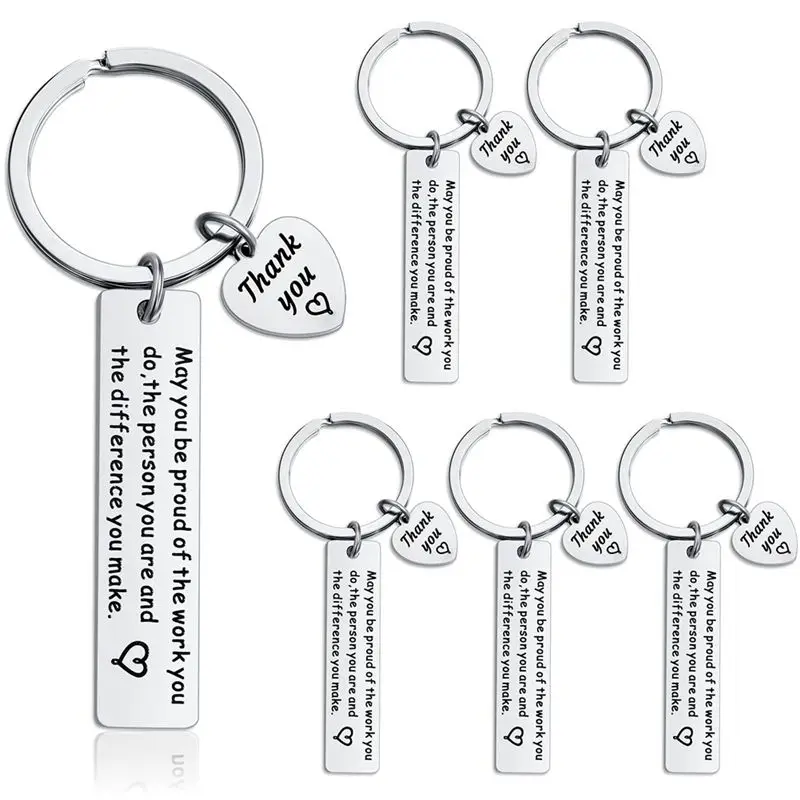 6 Pcs Thank You Gifts Keychain Appreciation Keychain Make A Difference Inspirational Gifts Coworker Leaving Gifts-AEF7