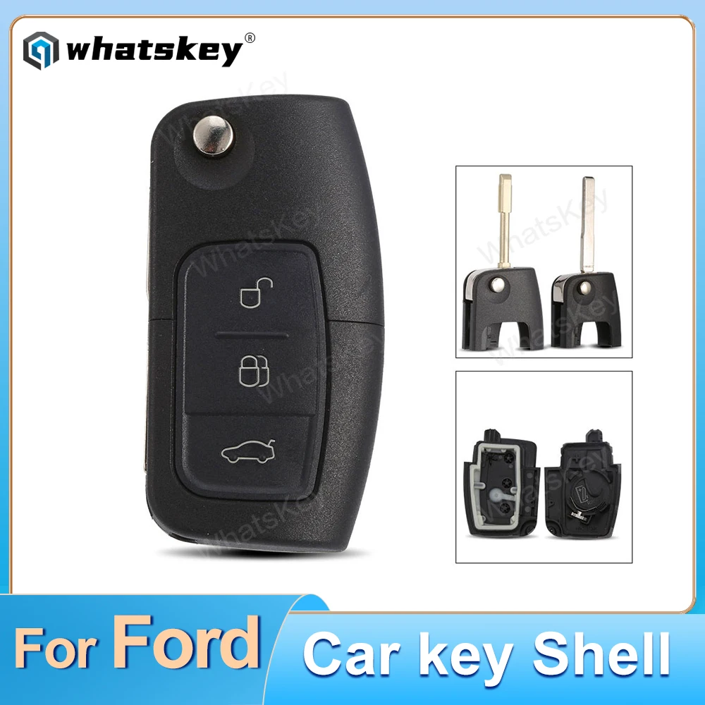 Car Key Shell Remote Fob Case For Ford Focus 2 3 Fiesta C Max Connect Ka Mondeo S Max Galaxy 3 Buttons Flip Modified