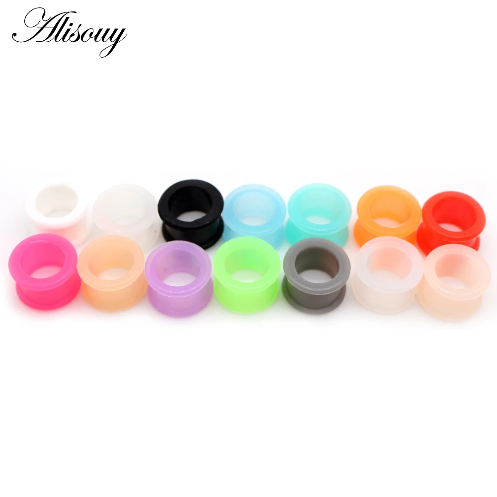 1 Pair Ear plugs High Quality piercing Thin Silicone Flexible Body Jewlery Gauges 3-25mm Skin Tunnel Plugs Skin Hollow Ear Plug