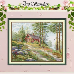 The Red House in the Forest Patterns Counted Cross Stitch Set 11CT 14CT 16CT Stamped DMC Cross-stitch Kit Embroidery Needlework