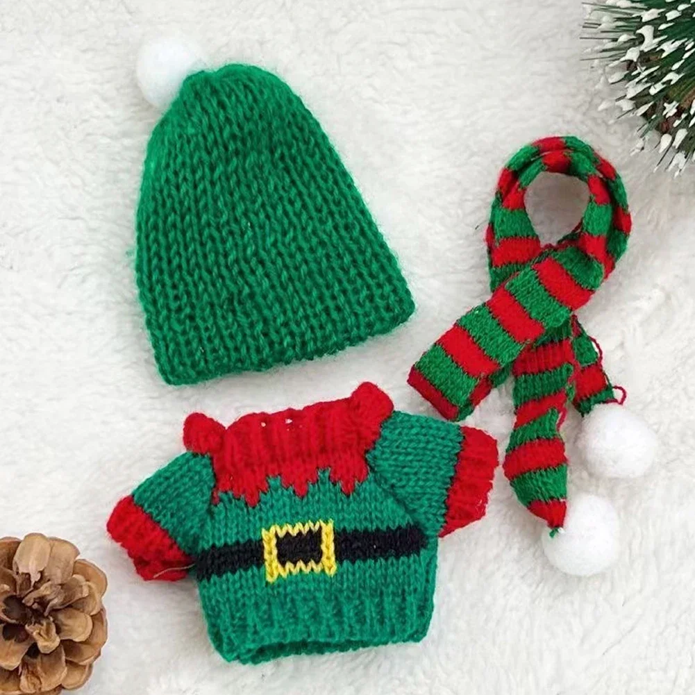 17cm Mini Doll'S Clothes Outfit Accessories For Korea Kpop Exo Labubu Idol V1 V2 Christmas Sweater Scarf Hat Set Clothing Gift