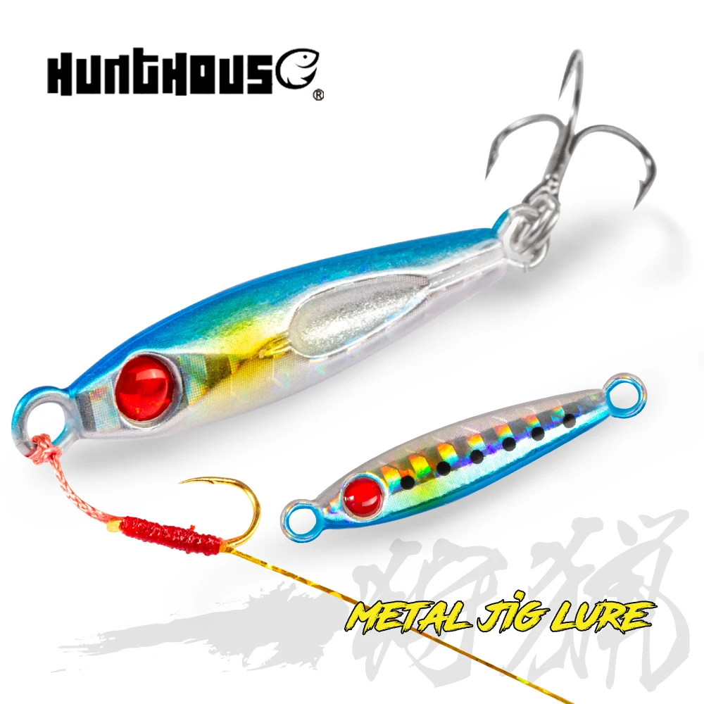 Plantilla de Metal HuntHouse, Micro plantilla, señuelo de pesca de caída lenta, 40mm, 7g, señuelos de Jigging, anzuelo de origen Biat para Aji Fish Jack Eye Finder LW809