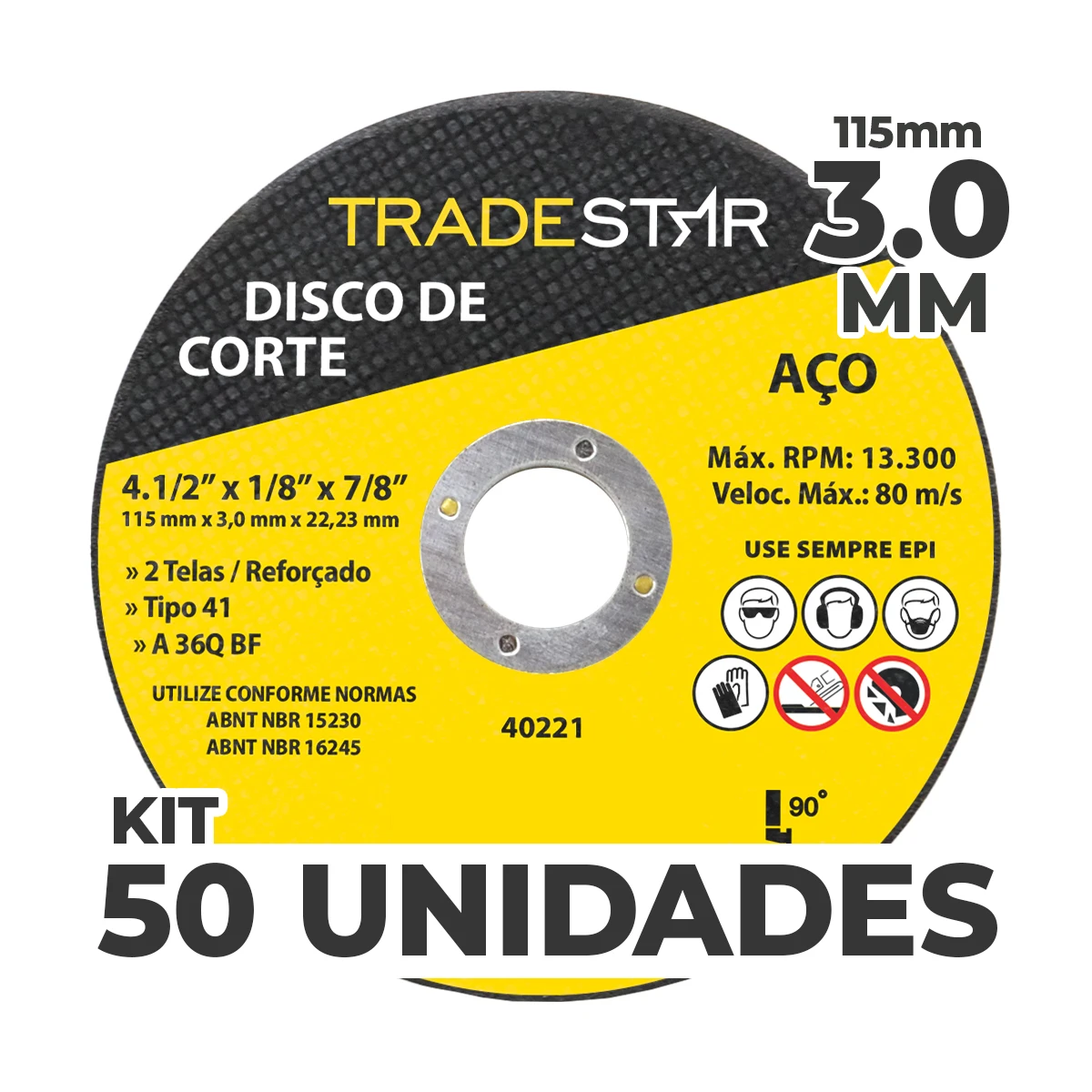 Kit C/50 Metal Cutting Disc 115x3,0mm Bore 22/23mm