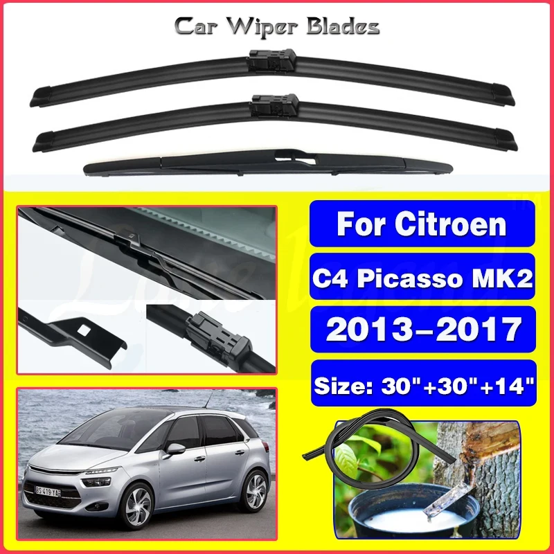 Wiper Front & Rear Wiper Blades Set For Citroen C4 Picasso 2 2013 2014 2015 2016 2017 Windshield Windscreen 30\