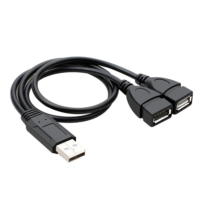 USB 2.0 A 1 Male To 2 Dual USB Female Data Hub Power Adapter One To Two Y Splitter USB Charging Power Cable Cord Extension Cable