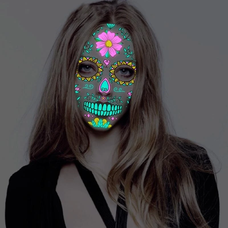 Halloween Art Makeup Colorful Stickers Skull Decorative Face Transferable