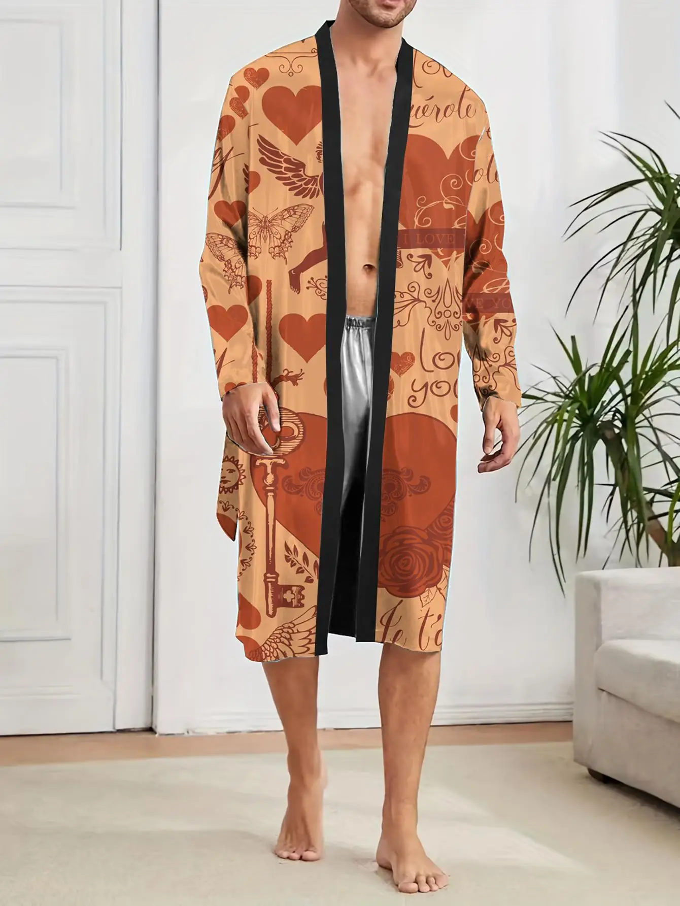 1pcs Men's Robes 2026 Spring/Summer Graphic Robe man Robes dressing gown Breathable 3D Printed robe Bathrobe men