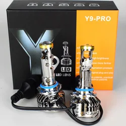 LED H4 9003 Automobile Headlight H11 LED H7 9005 9006 mini projector lens car Styling headlight Bulbs 6000K  Focused Light Y6