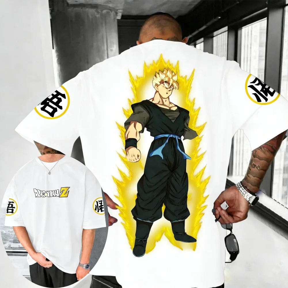 

Хлопковая футболка унисекс с принтом Dragon Ball Super Saiyan Goku, летняя, 2026, в стиле Харадзюку, аниме, свободного кроя, для родителей и детей, с коротким рукавом