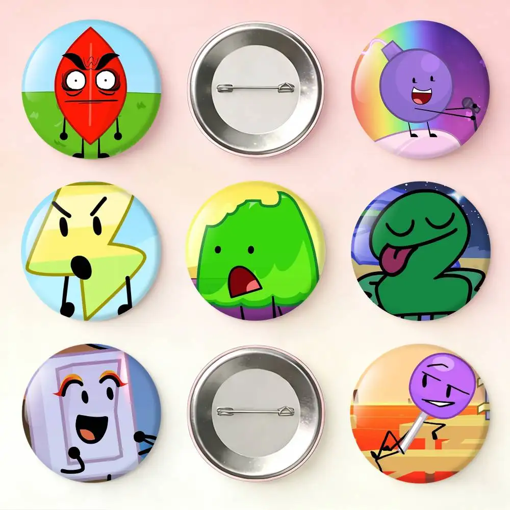 B-Battle for Dream I-Island BFDI Laser Badge Creative Pins Brooch for Bag Clothes Hat Decor Gifts Fans Collect