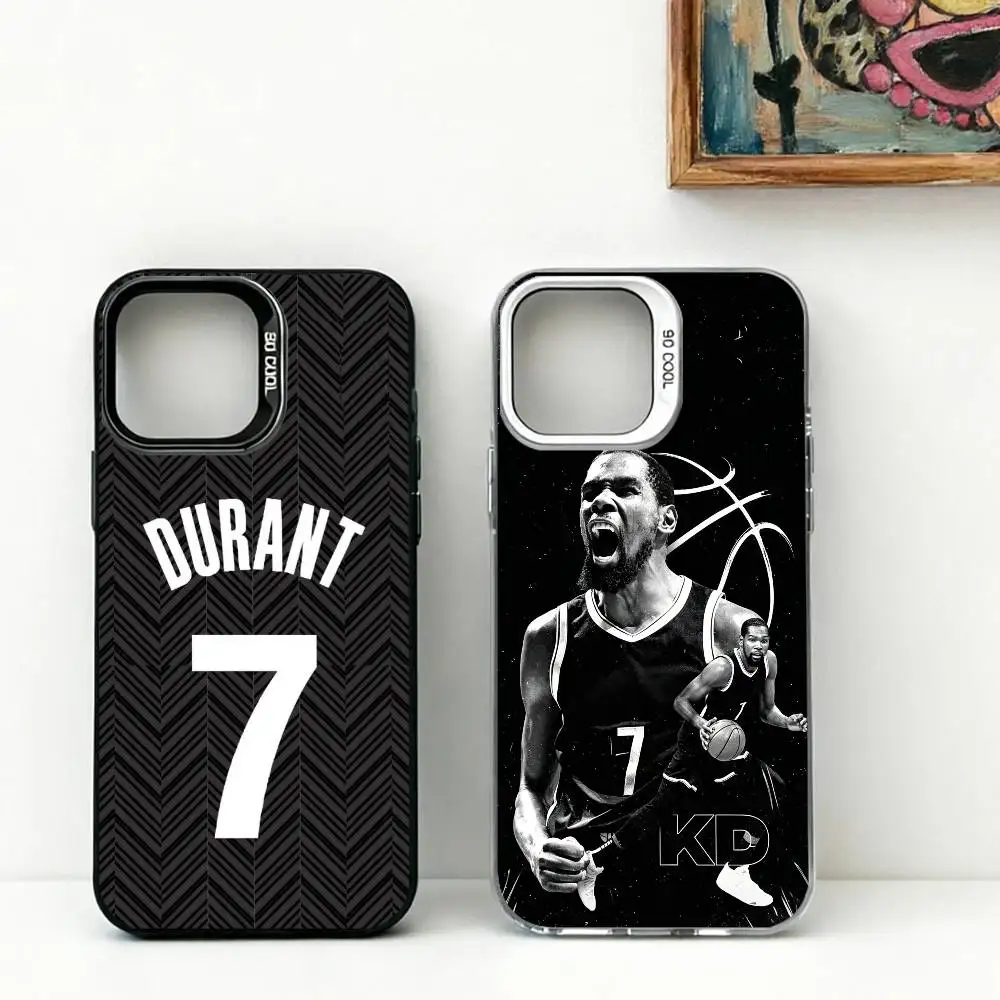 Funda para Teléfono con Diseño del Jugador de Baloncesto Kevin Durant para iPhone 17, 16, 15, 14, 13, 12 Plus, Pro Max, XS, Funda Plateada Colorida