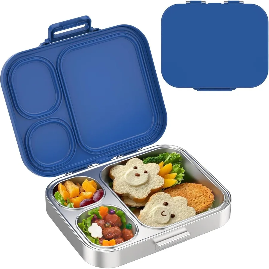 

Stainless Steel Lunch Box LeakProof with Free Sealing Bento Box 3 Compartments for Travel Work EcoFriendly Metal Meal Storage S