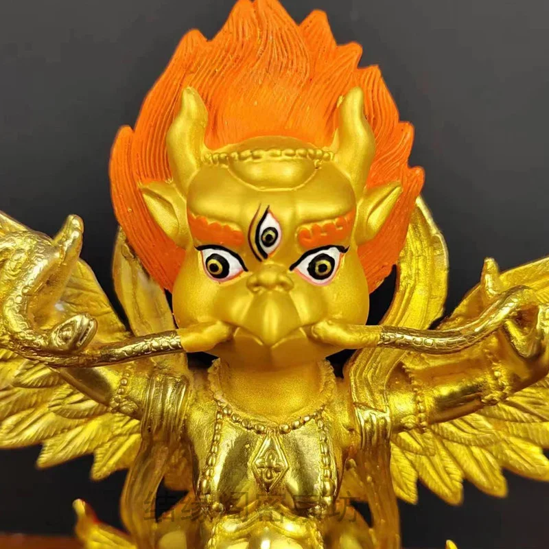 Nepal Tibetan Tantra pure copper gilt gold-winged Dapeng bird Buddha statue Sakyamuni Protector Joan bird Garuda bird