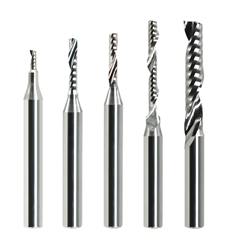 

5pcs Tungsten Carbide Milling Cutter 3.175 4 5 6mm Shank Up Cut End Mill 1 Flute Spiral Cutter Engraving Bit for Wood Acrylic