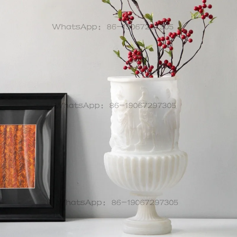 

Imitation Jade Hydroponic Vase Relief Living Room Flower Arrangement Desktop Ornament