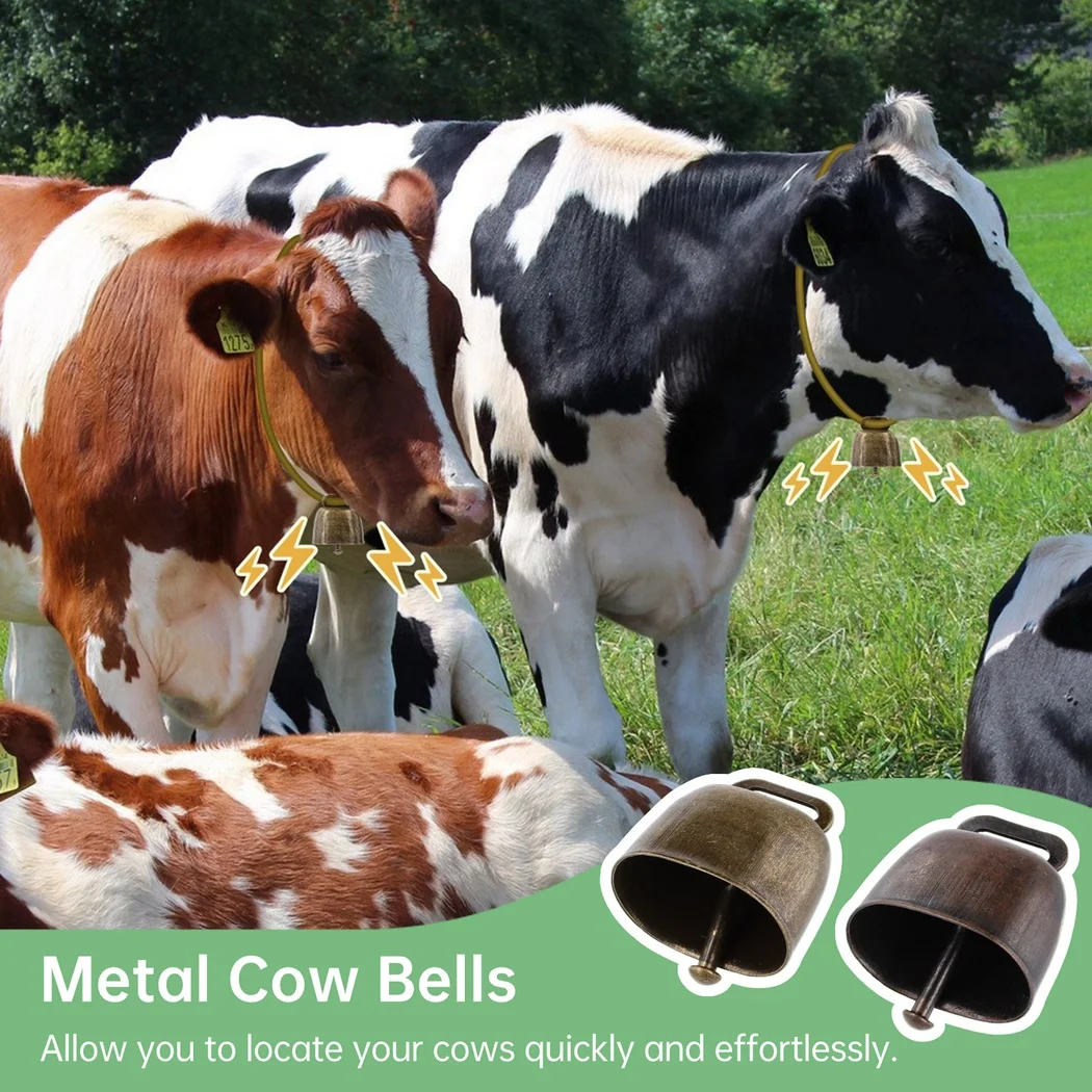 40Pcs Cow Bells Grazing Copper Bells Metal Cow Bells Crisp Sound Loud Animal Copper Bronze Bells Grazing Bells For Cow Horse