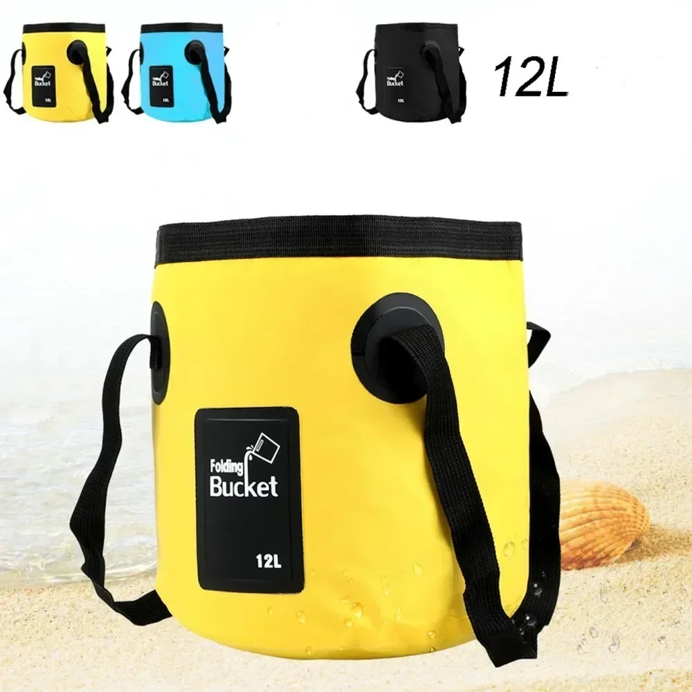 12L/20L Fishing Bucket Folding Waterproof Convenient Fishing Box Travel Collapsible Foot Soaking Bucket Camping Container Bag