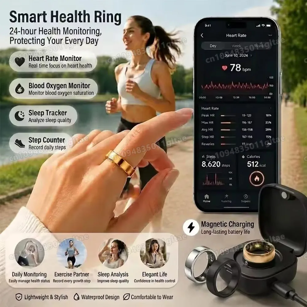 New Smart Ring Heart Rate Blood Pressure Sleep Monitoring Motion Tracking Waterproof Men Women Smartring For Holiday Gift R12