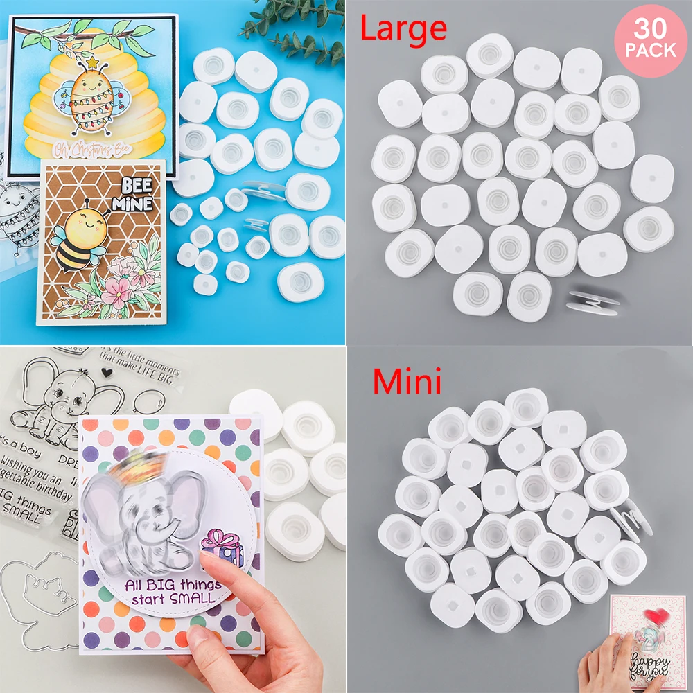 30Pcs/Set Large Collapsible Self-Adhesive Springs Standard Action Wobbles Regular Size Plastics Wobblers Movers For Cards Making