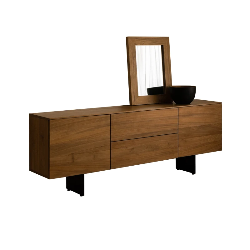 Wabi-sabi Solid Wood TV Nordic Simple Log Audio-visual Elm Black Walnut Minimal Side Cabinet
