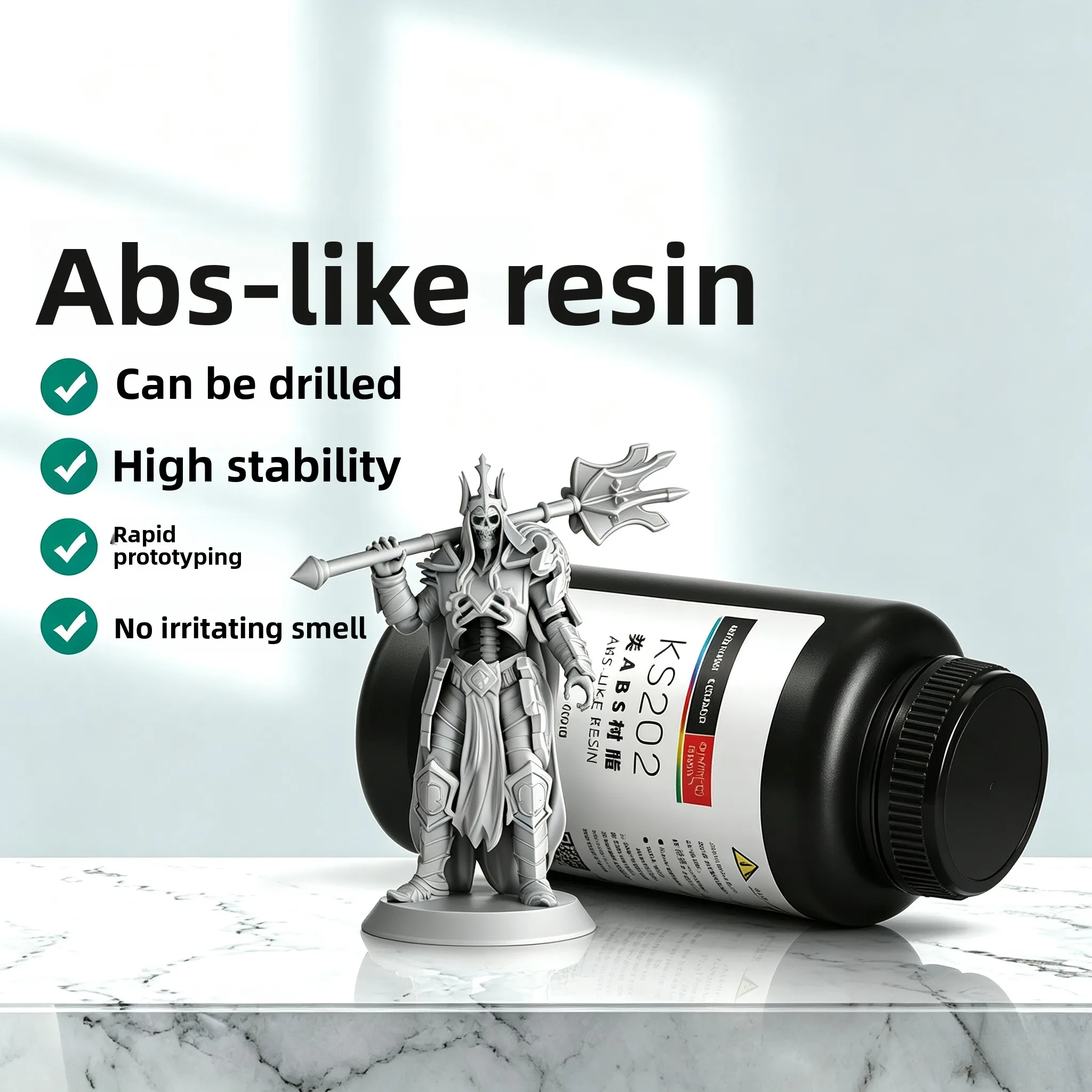 High‑Tough Resin for LCD UV 3D Printer ABS‑Similar Performance Low‑Odor Photopolymer for Engineering Part Drilling and Tapping