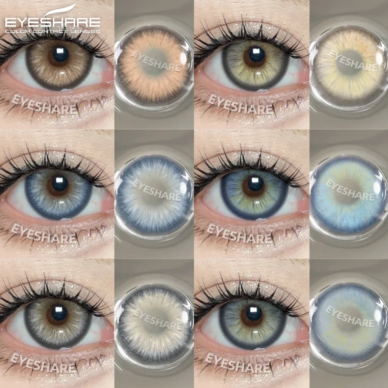 EYESHARE 2 Stück natürliche Kontaktlinsen, graue Linsen, Farbe, Augenkontakt, blaue Pupillenlinse, kosmetische braune Kontakte, jährliches Schönheits-Make-up