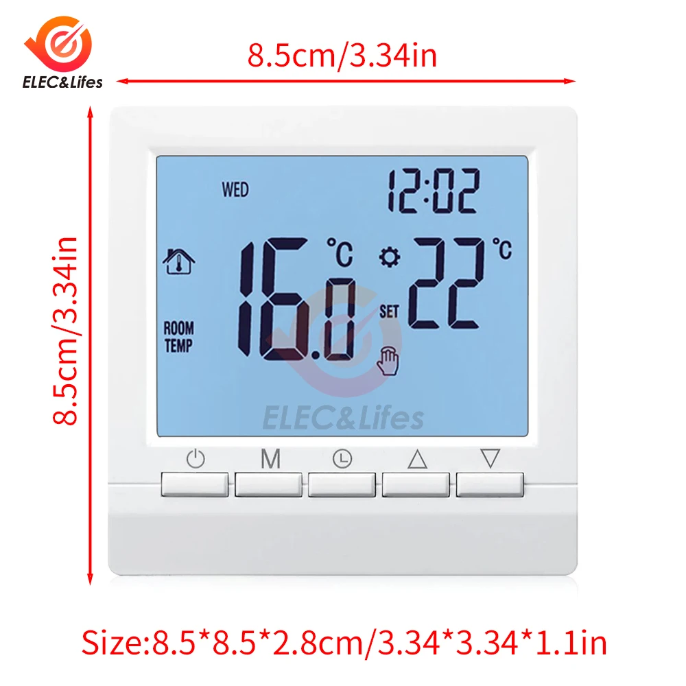 Programmable Wall Mount Gas Boiler Heating Temperature Regulator Hand Controller Thermostat With Kid Lock For Homes Office