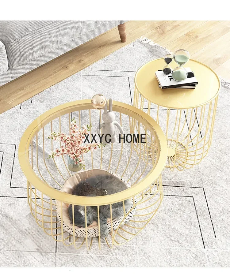 Nordic Metal  round Corner Table Living Room Sofa Wrought Iron Artist Cat Shared Coffee Table