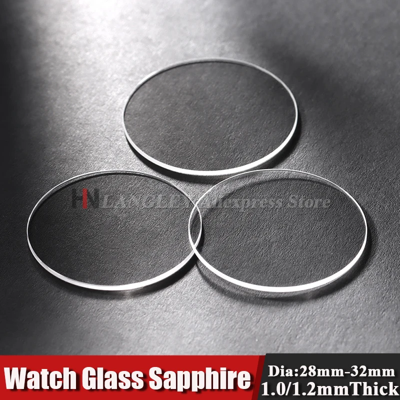 Watch Glass Sapphire Flat 1.0mm/1.2mm Thick in Diameters 28-32mm Transparent Crystal 1PC 29mm 30mm 31mm 32mm Watch Accessories