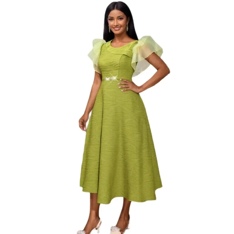 

S-4XL Plus Size African Dresses for Women Autumn African Elegant Short Sleeve Evening Party Midi Dress Dashiki Africa Clothing