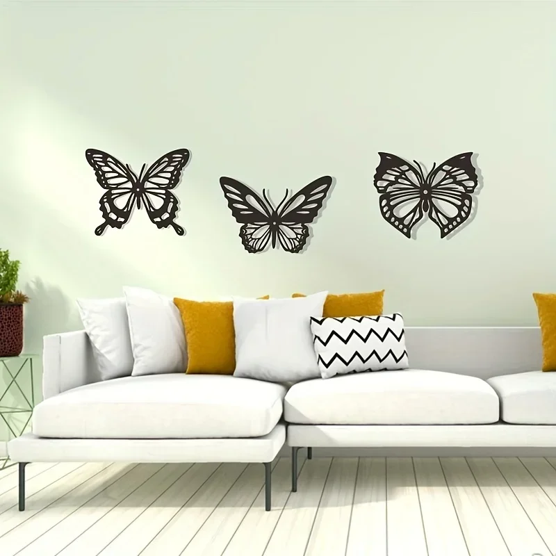 Metal Iron Butterfly Hollow Wall Hanging Decoration Creative Iron Ornament Metal Craft Home Outdoor Decor Ornament Pendant Art