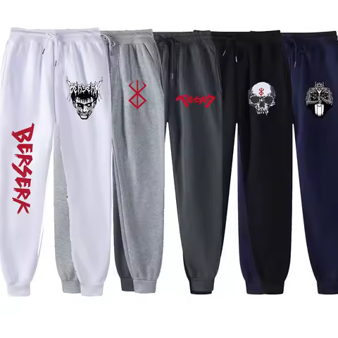 Mens Casual Anime Berserk Pants Autumn Fleece Sweatpants Men Running Jogger Sports Gym Trousers Fashion Workout Long