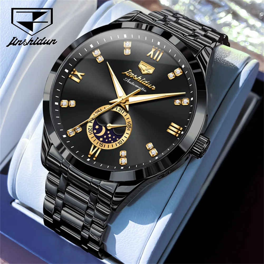 

JSDUN Самые продаваемые модные деловые мужские часы Лучший бренд Оригинальные водонепроницаемые автоматические механические наручные часы из нержавеющей стали для мужчин