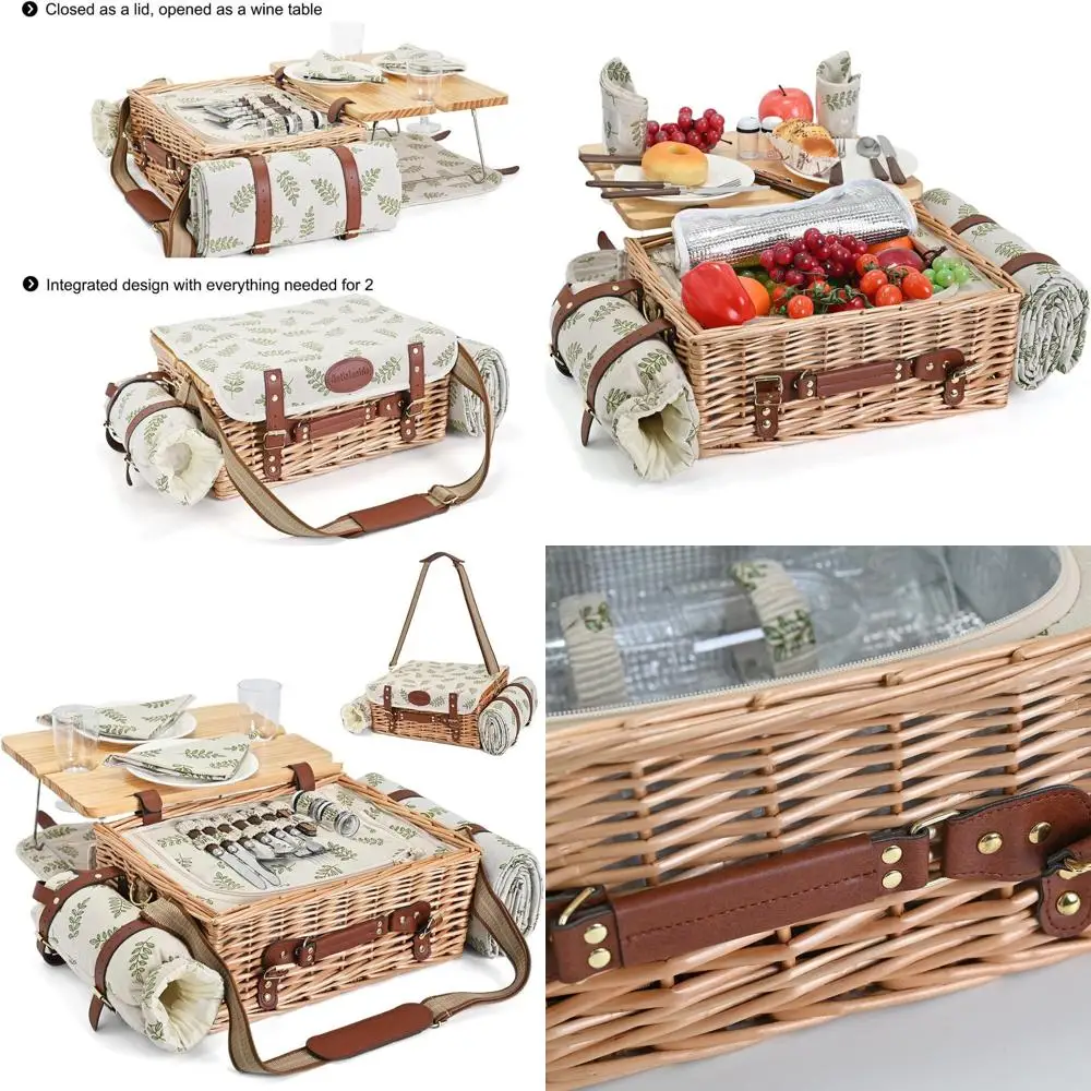 

Набор для пикника с двойной изоляцией, включающий плед и посуду, для активного отдыха на природе