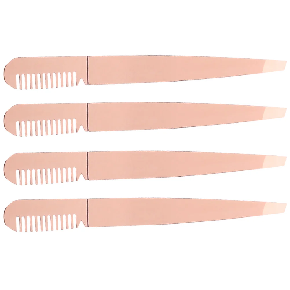 4pcs แหนบคิ้วสแตนเลส Rose Gold Lash Applicator เครื่องมือ Eyebrow Plucker Precision แหนบน้ําหนักเบาแบบพกพา